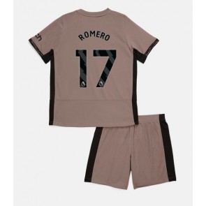 Lacne Dětský Futbalové dres Tottenham Hotspur Cristian Romero #17 2023-24 Krátky Rukáv - Tretina (+ trenírky)
